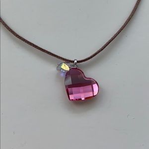 Swarvoski Pink Heart with Butterfly Necklace
